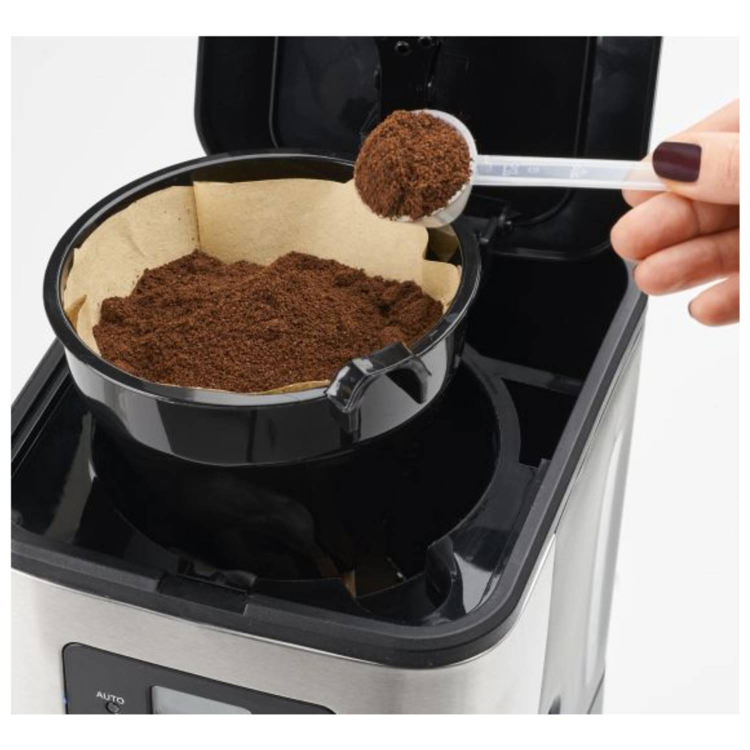 Clatronic KA 3642 Kaffeemaschine Schwarz, Edelstahl Fassungsvermögen Tassen=14 Timerfunktion, Display