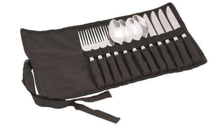 Oase Outdoors Besteckset Family 12-teilig schwarz mit Tasche - 12-teilig - Kunststoff