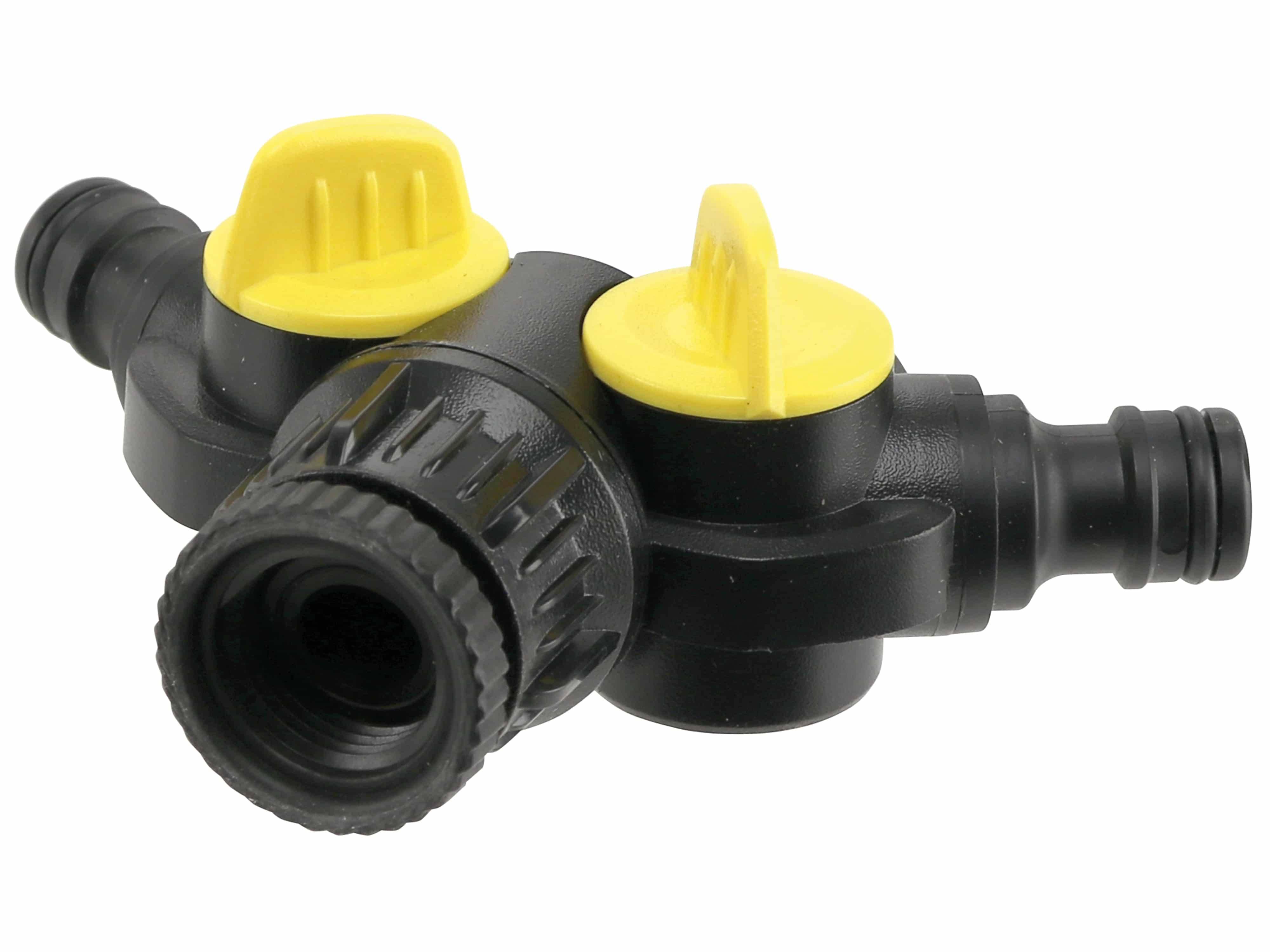 Kärcher Home & Garden 2.645-199.0 Kärcher Kunststoff 2-Wege-Verteiler Steckkupplung, 24,2 mm (3/4") IG, 18,7 mm (1/2") IG mit Regulierventil