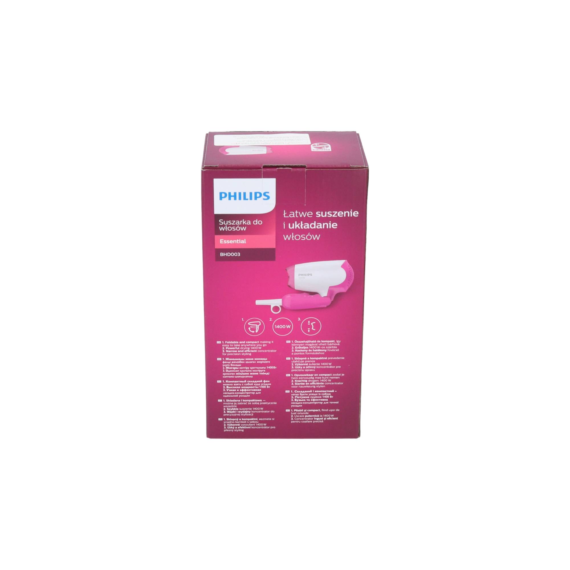 Philips BHD 003/00 DryCare Essential Haartrockner 1400 Watt weiß / rosa