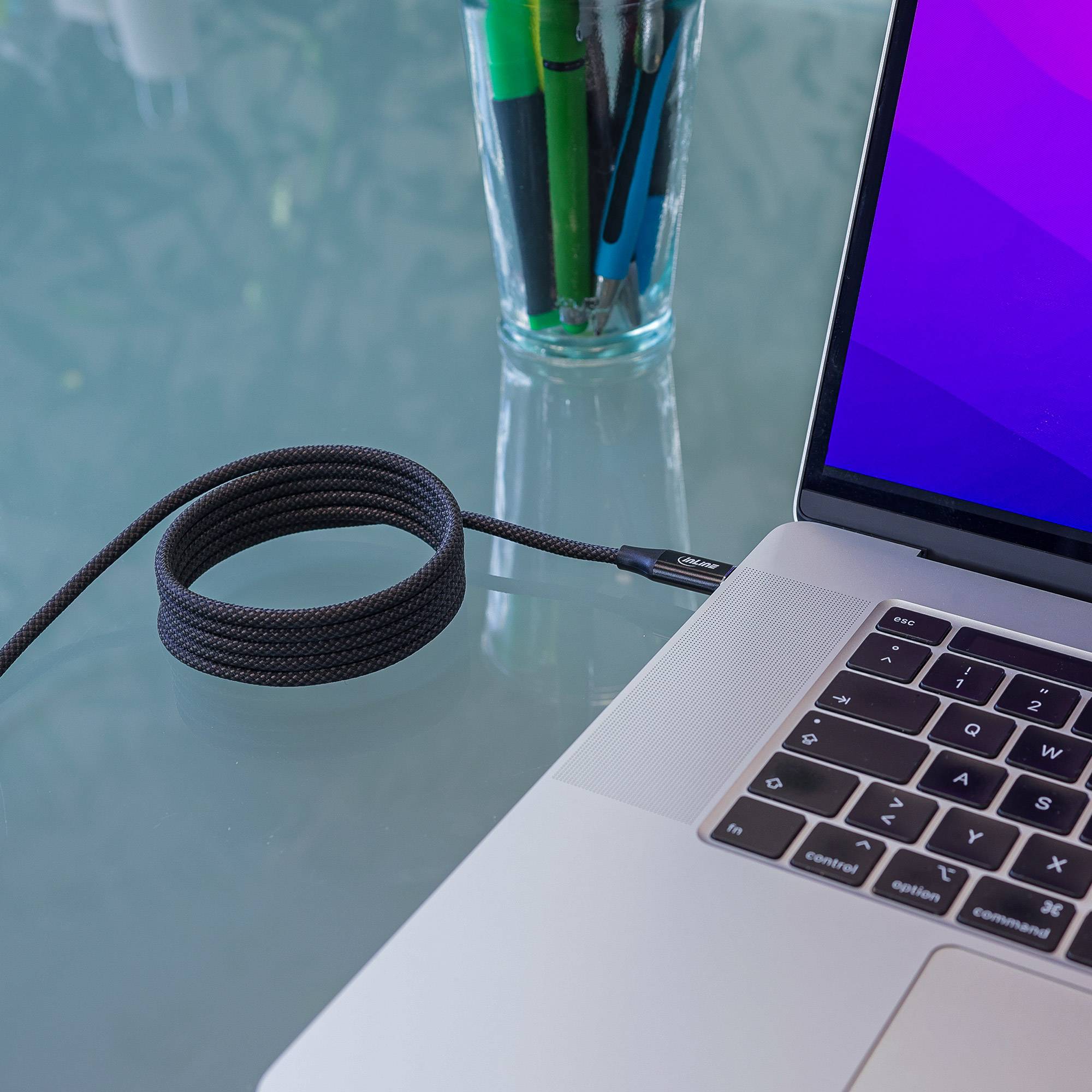 INLINE - Magnetic USB-C Kabel - USB-C Stecker/Stecker - 100W - schwarz - 1m
