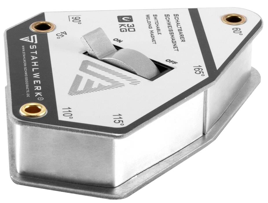 STAHLWERK Magnet-Schweißwinkel, 5671, schaltbar, 30 kg/ 66 lbs, 45° bis 165°