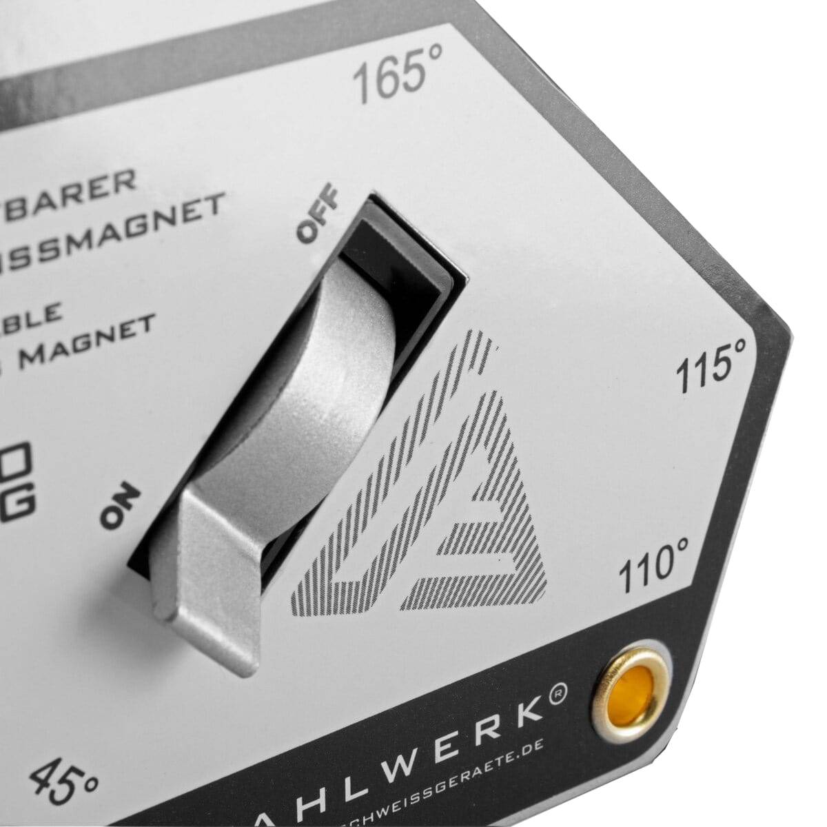 STAHLWERK Magnet-Schweißwinkel, 5671, schaltbar, 30 kg/ 66 lbs, 45° bis 165°