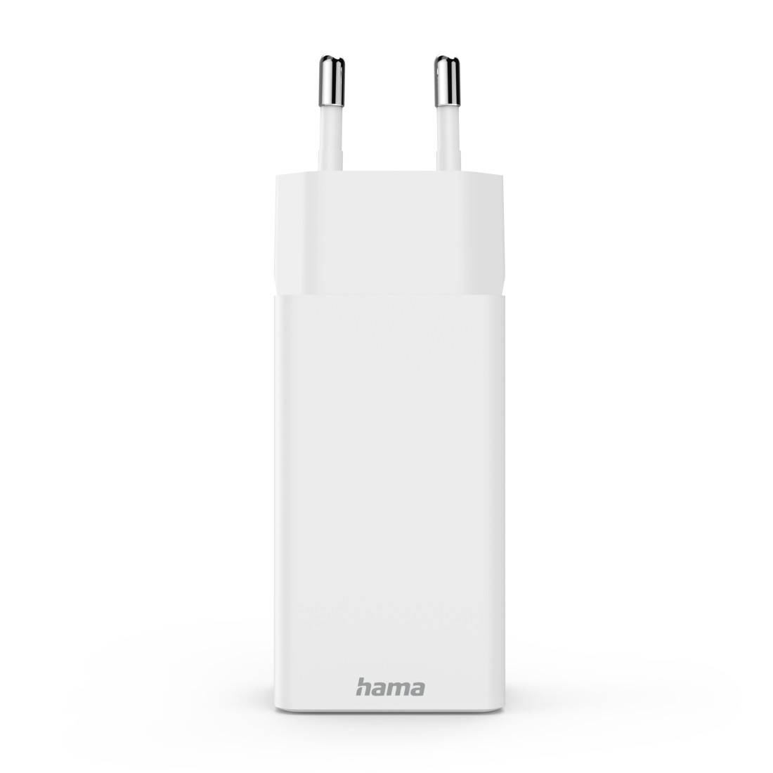 hama 00201996 Schnellladegerät, GaN, 2x USB-C, 1x USB-A, Mini-Ladegerät, PD, 65 W, Weiß