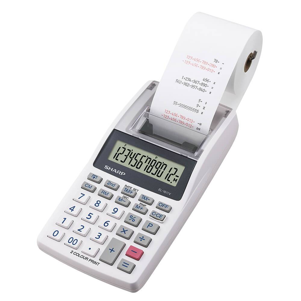 Sharp EL-1611 V Druckender Tischrechner Weiß Display (Stellen): 12 batteriebetrieben, netzbetrieben (B x H x T) 99 x 42 x 191 mm