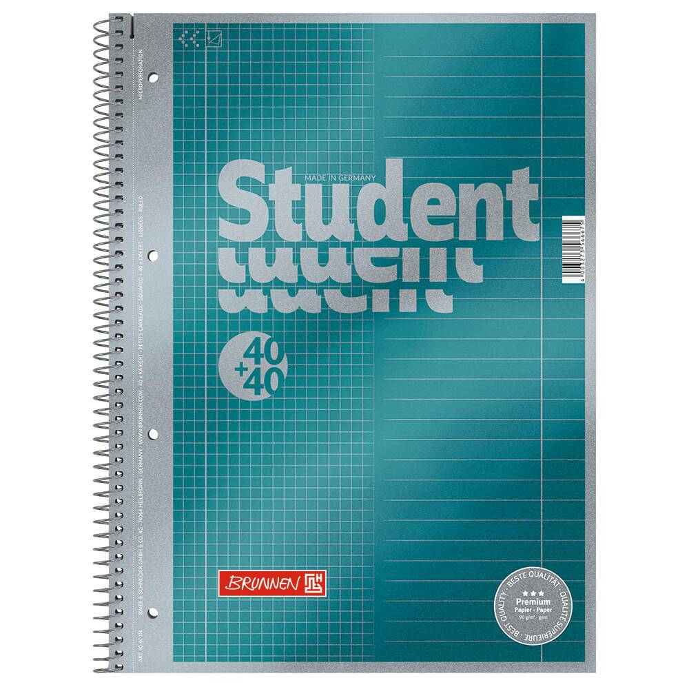 Brunnen 106781701, Monochromatisch, Blau, A4, 80 Blätter, 70 g/m², Kariertes Papier