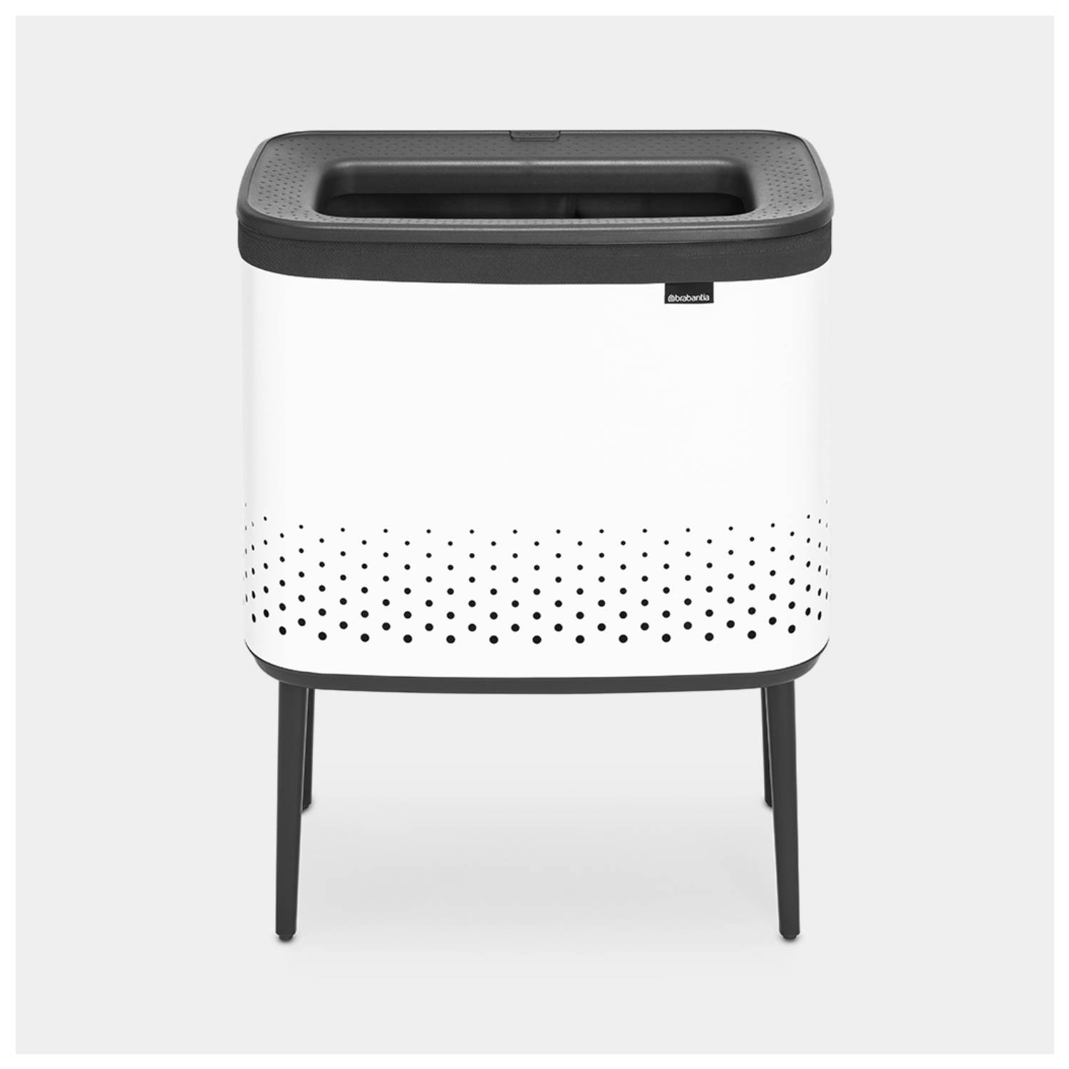 Brabantia Bo Wäschekorb, 60 l, Rechteckig, MDF-Platten, Weiß, Schwarz