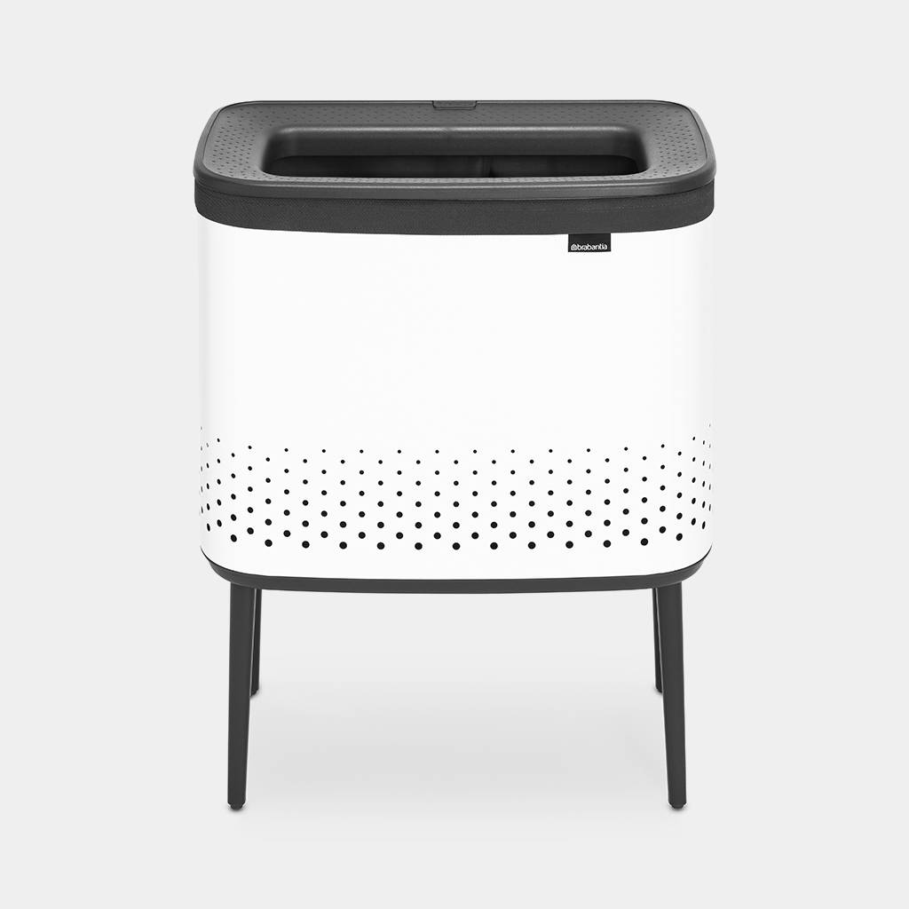 Brabantia Bo Wäschekorb, 60 l, Rechteckig, MDF-Platten, Weiß, Schwarz