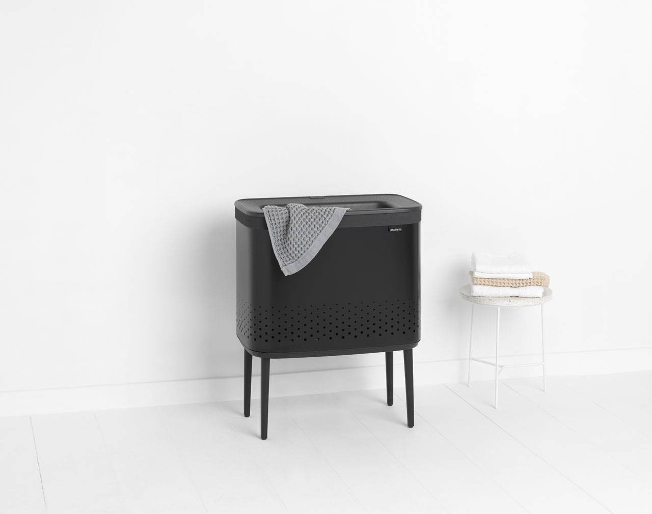 Brabantia Bo Wäschekorb, 60 l, Rechteckig, Schwarz, Schwarz, 540 mm, 320 mm