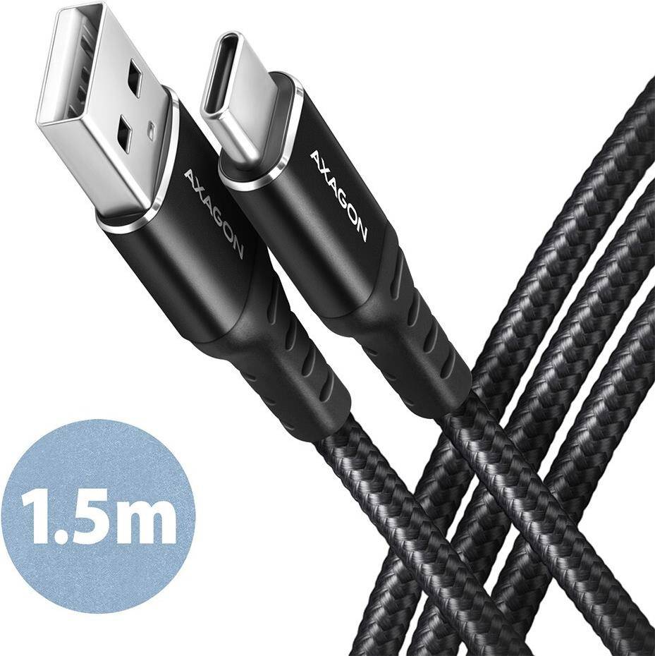 AXAGON BUCM-AM15AB USB-C zu USB-A Kabel 1.5 m USB 2.0 3A geflochten - Kabel - Di
