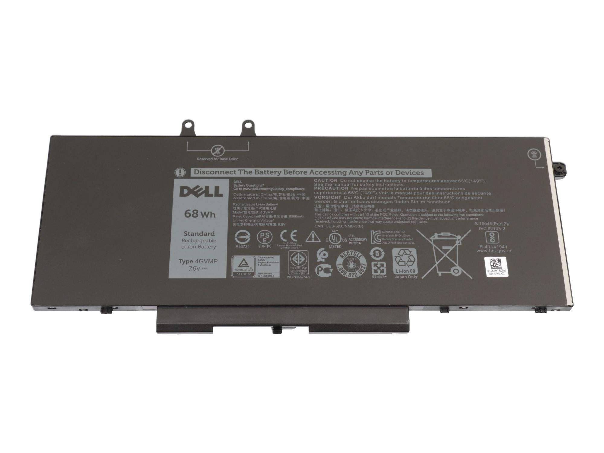 DELL - Battery 68WHR 4 Cell Lithium-Ion 3YRW LGC - Batterie - 8.500 mAh