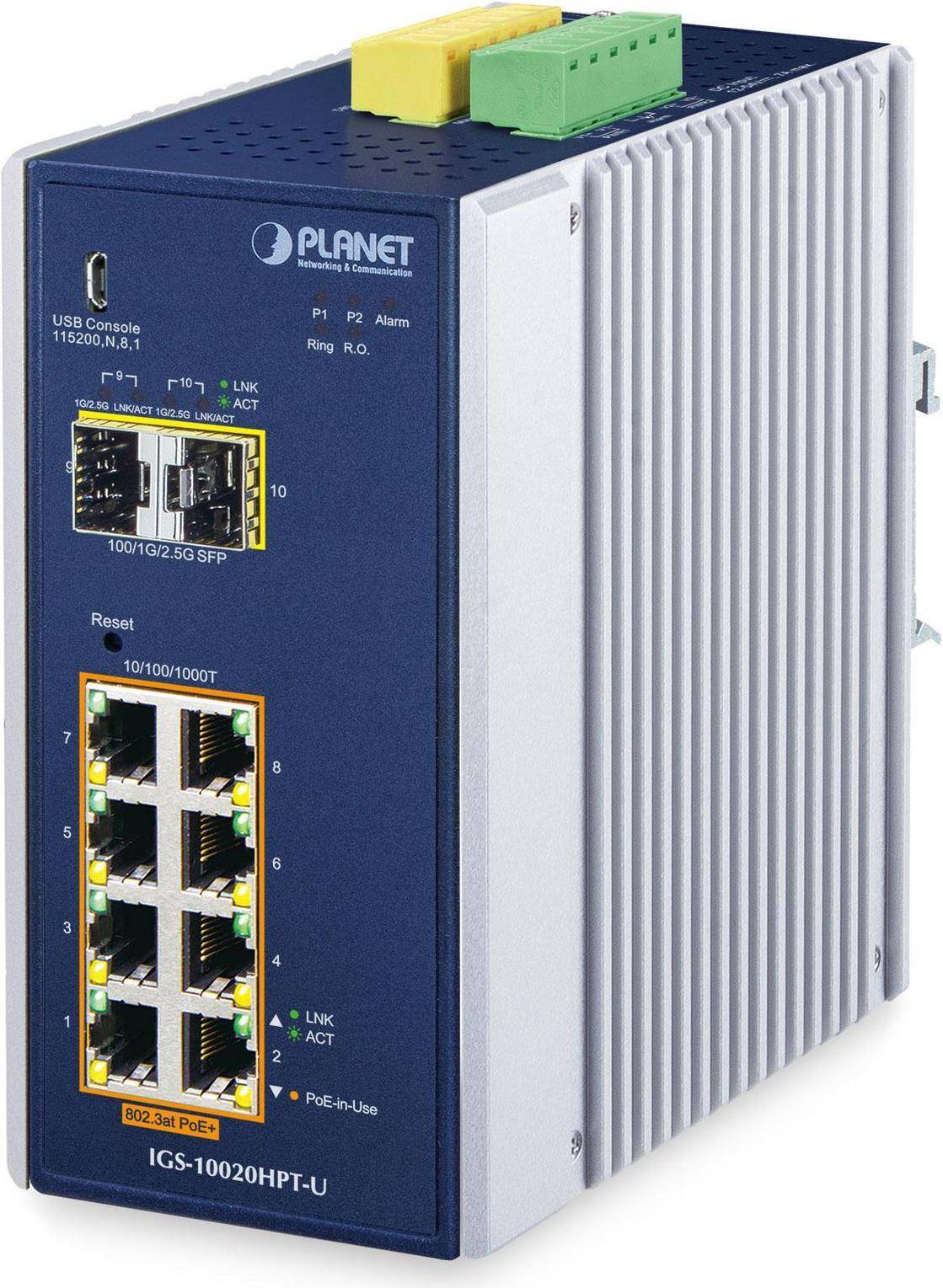 Planet DIN-Rail L2+/L3 Manageable Industrial Gigabit POE Switch - Switch - 1 Gbp