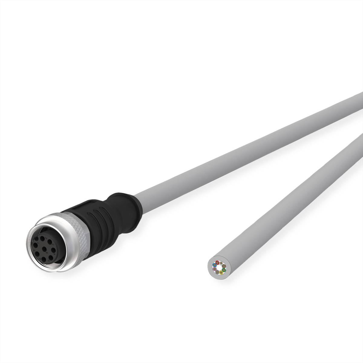 Metz Connect M12 Sensor-/Aktorleitung, A-kodiert, M12 Buchse gerade - freies Leitungsende, grau, 1m