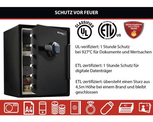 MASTERLOCK - MASTER LOCK XXL-Sicherheitssafe mit digitaler Kombination, Schwarz, Grau, Zahlenschloss, Stahl, 472 mm, 490