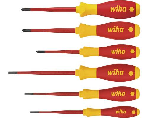 WIHA Schraubendreher Set SoftFinish electric slimFix Schlitz, PH, PZ, PlusMinus, 6 tlg, Nr 3201K601