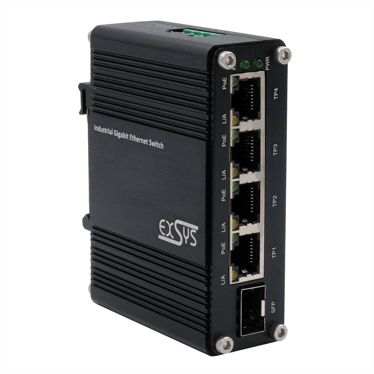 EXSYS EX-62020PoE 4-Port Industrie Ethernet Switch, PoE 1-Port 100/1000Fx SFP