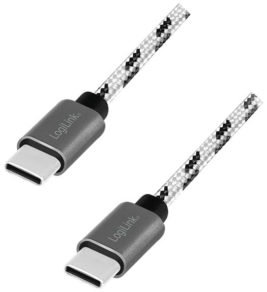 LogiLink USB 2.0 Type-C Kabel-Set, C/M zu USB-C/M, Alu, Nylon, weiß/schwarz