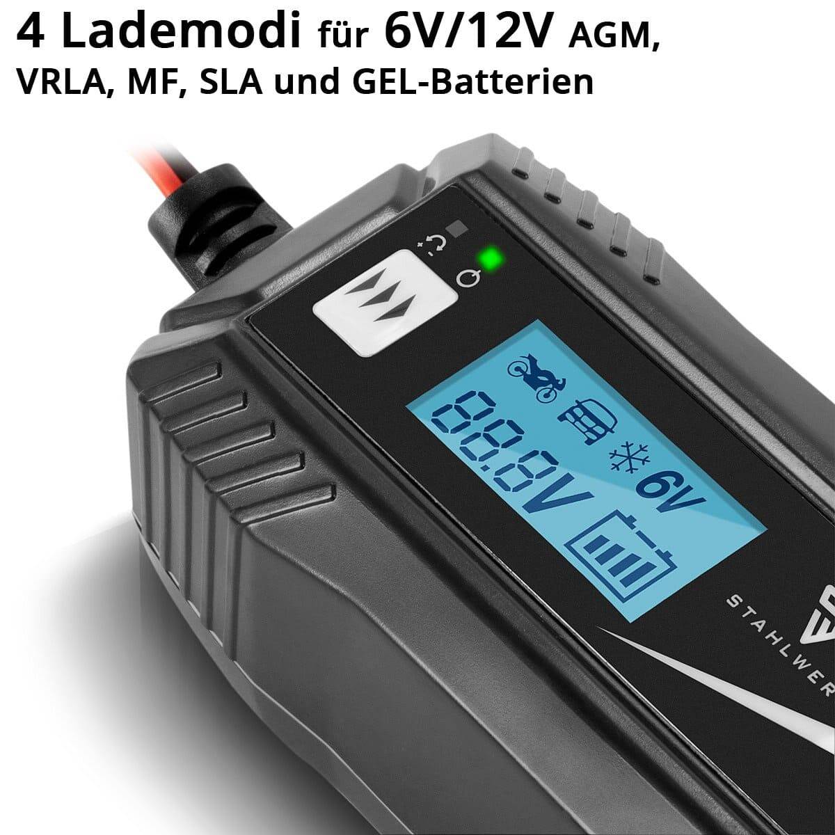 STAHLWERK Batterieladegerät IBC-50 ST mit Mikroprozessor und 4 Lademodi