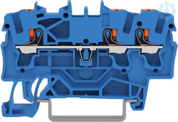 Durchgangsklemme 3Leiter Drücker 2.5qmm blau