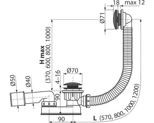 Ab- und Überlaufgarnitur CLICK/CLACK schwarz matt 1 1/2"