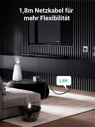Ugreen Diginest Würfel 7-in-1, 3 AC-Ausgänge, Typ C, 1,8 m, Grau, Schwarz, 3680 W