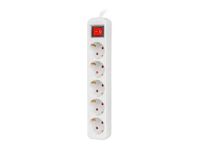 LANBERG Steckdosenleiste 1,5m 5x Schuko mit Schalter weiß Multimedia-Technik Steckdosenleisten