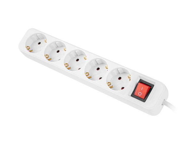 LANBERG Steckdosenleiste 1,5m 5x Schuko mit Schalter weiß Multimedia-Technik Steckdosenleisten
