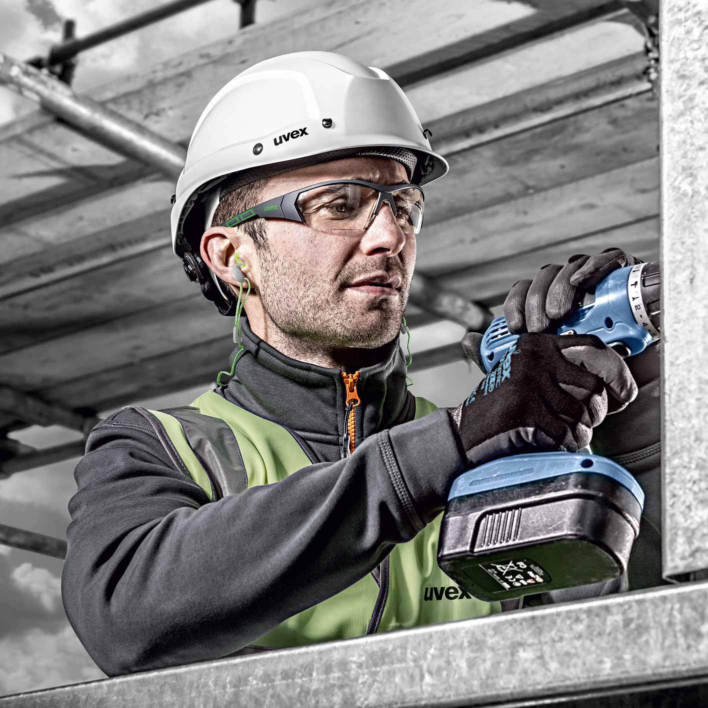 uvex i-works 9194175 Schutzbrille inkl. UV-Schutz Anthrazit, Grün EN 170 DIN 170