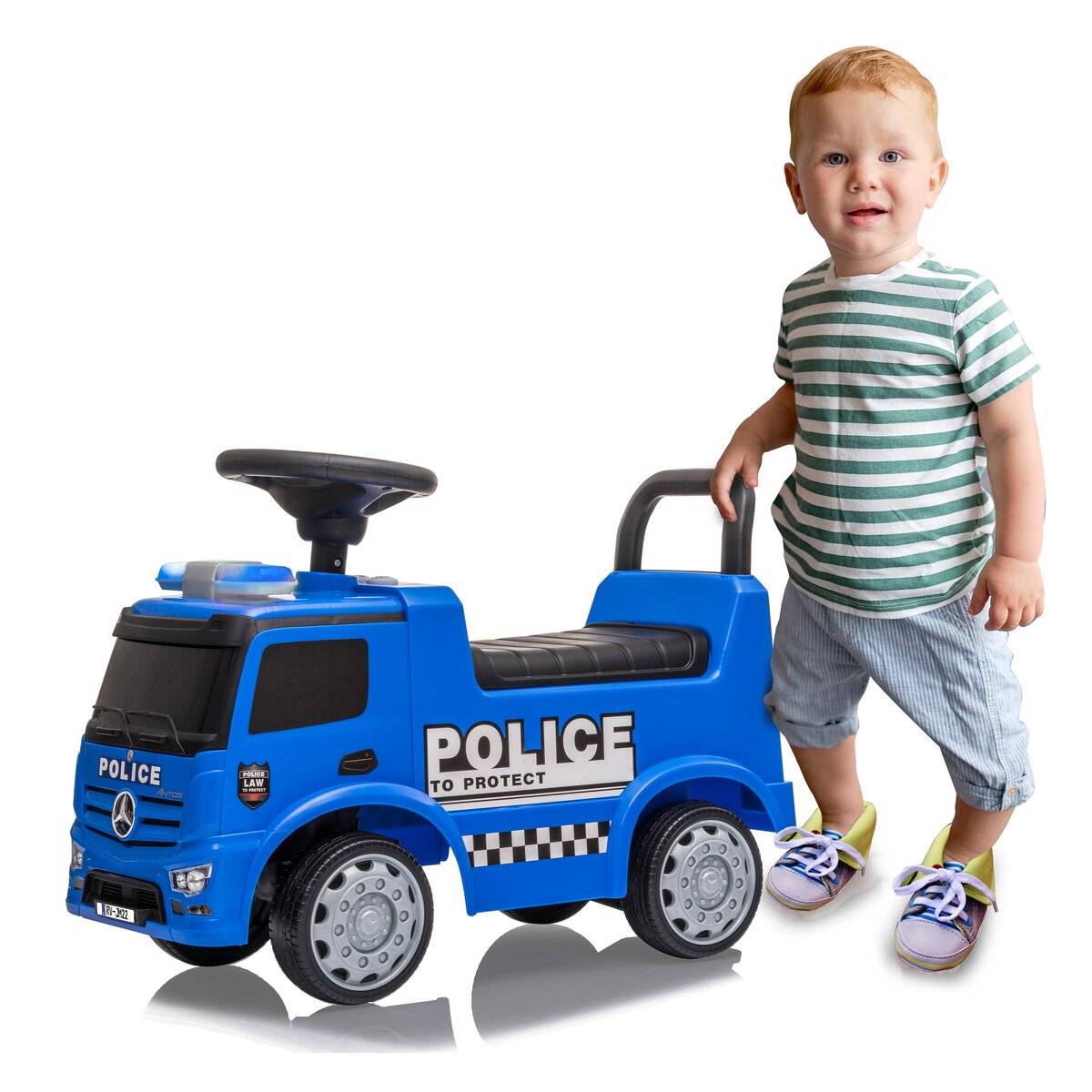 JAMARA Rutscher Mercedes Antos Polizei blau 1+