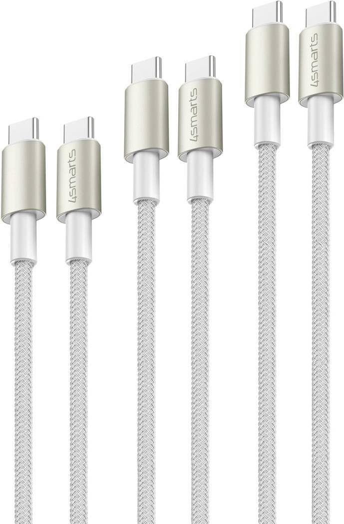 4smarts USB-C auf USB-C Kabel PremiumCord 100W 3m weiss, 3 m, USB C, USB C, USB 2.0, 0,48 Gbit/s, Weiß