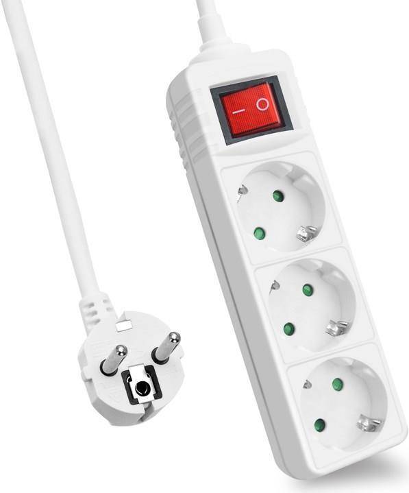 Helos Steckdosenleiste CLASSIC, 3-fach, weiß, 5,0m, mit Schalter