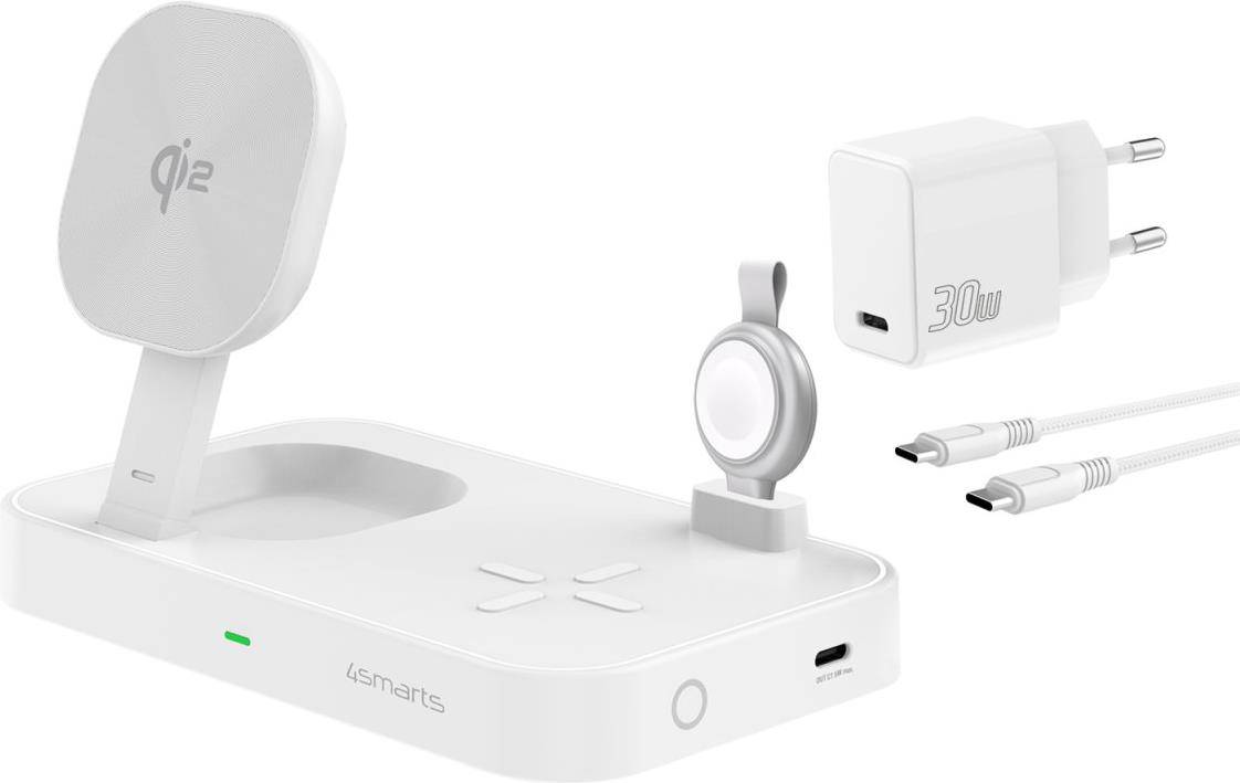 4smarts Trident - Kabelloses Ladegerät - Qi2 + AC-Netzteil - 25 Watt - 1 A (24 pin USB-C)