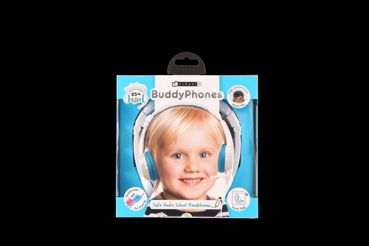 onanoff BuddyPhones® Kinder On Ear Headset kabelgebunden Blau Lautstärkebegrenzung, Faltbar, Headset, Schweißresistent