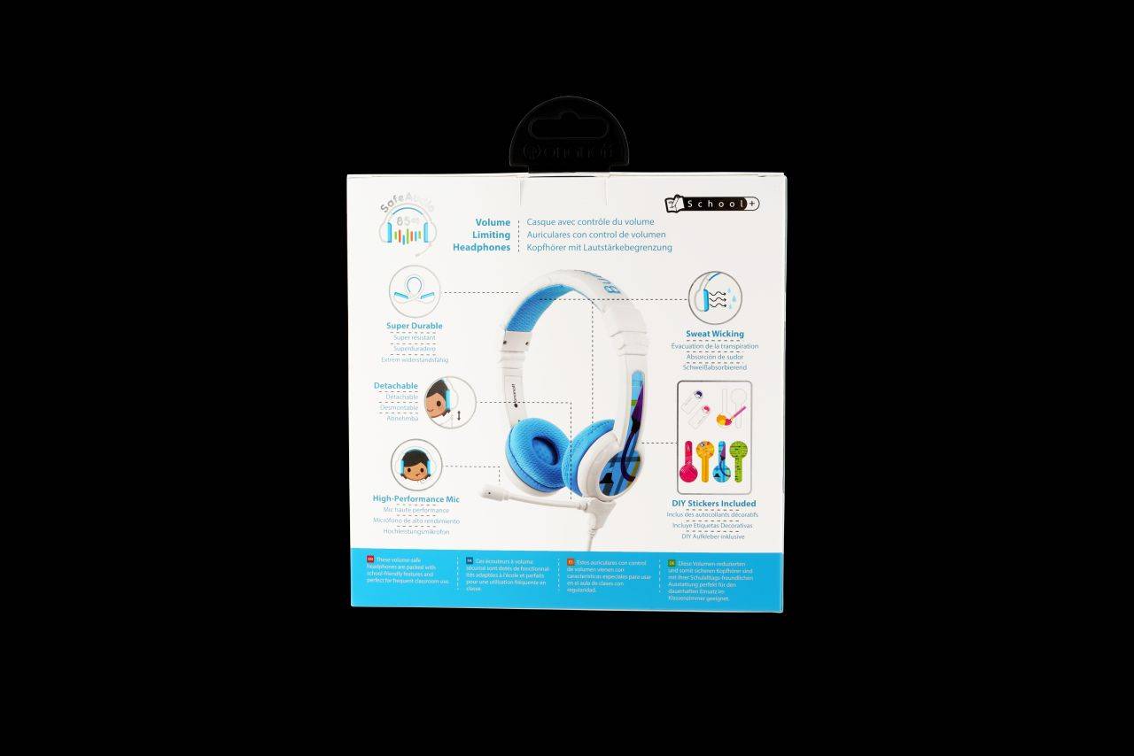 onanoff BuddyPhones® Kinder On Ear Headset kabelgebunden Blau Lautstärkebegrenzung, Faltbar, Headset, Schweißresistent