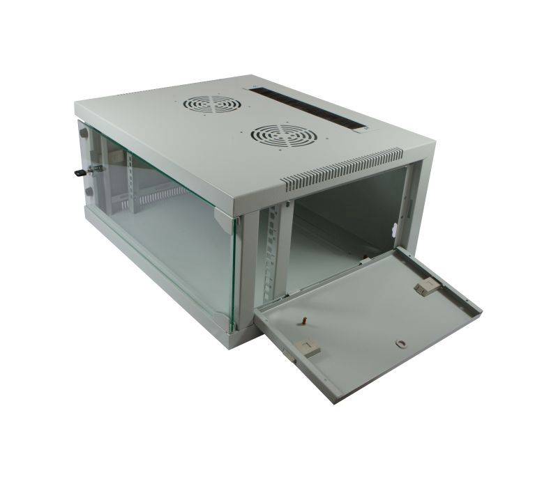 ALLNET Netzwerkschrank 19 6HE 1-teilig T594/B541mm Lichtgrau SMQ-Serie Gehäuse Netzwerk- und