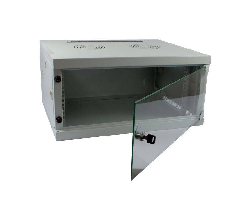 ALLNET Netzwerkschrank 19 6HE 1-teilig T594/B541mm Lichtgrau SMQ-Serie Gehäuse Netzwerk- und