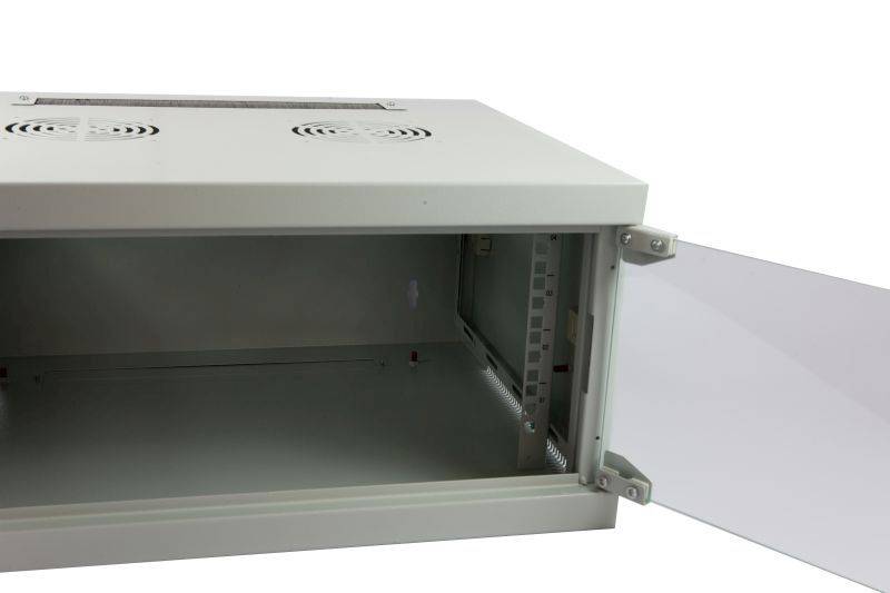 ALLNET Netzwerkschrank 19 6HE 1-teilig T594/B541mm Lichtgrau SMQ-Serie Gehäuse Netzwerk- und