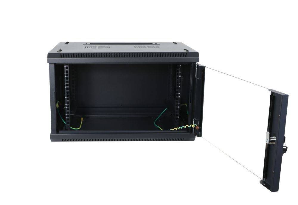 ALLNET Netzwerkschrank 19 9HE 1-teilig T600mm Schwarz zerlegt(Flat Pack) SMA-Serie Gehäuse und