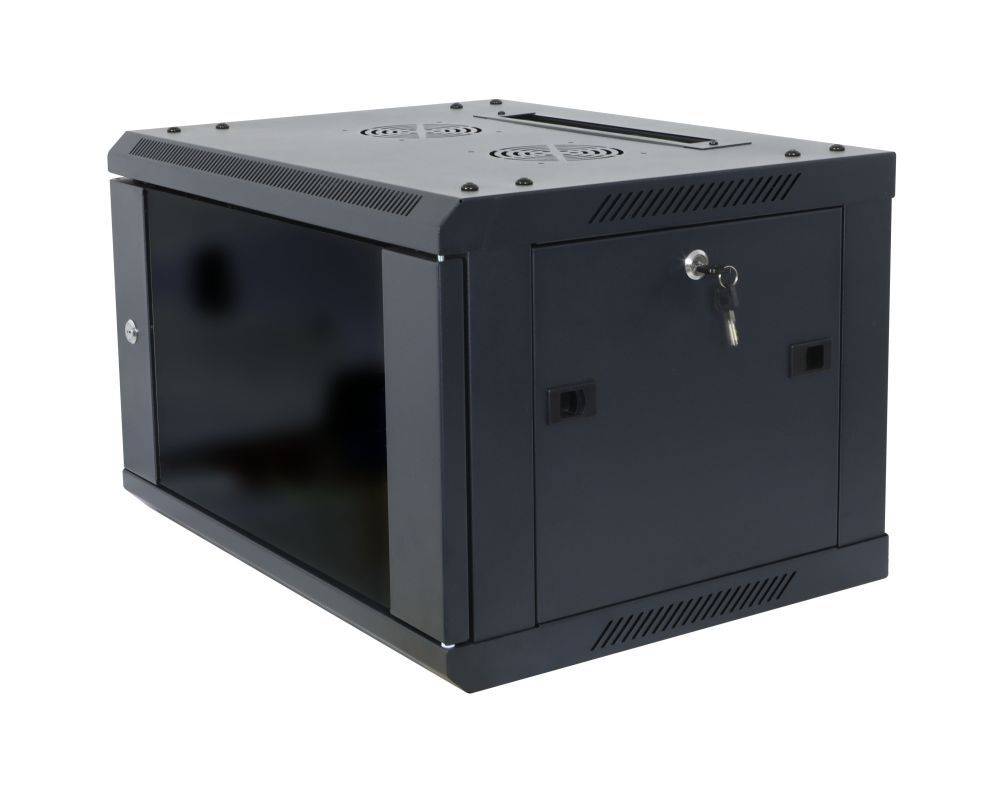 ALLNET Netzwerkschrank 19 9HE 1-teilig T600mm Schwarz zerlegt(Flat Pack) SMA-Serie Gehäuse und