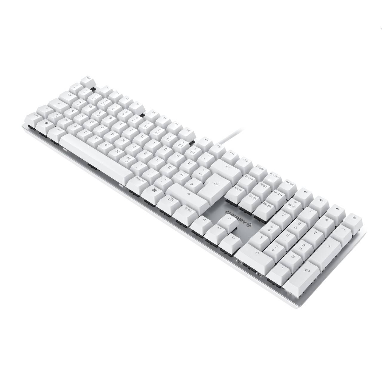 Cherry KC 200 MX, Volle Größe (100%), Kabelgebunden, USB, Mechanischer Switch, QWERTY, Silber, Weiß