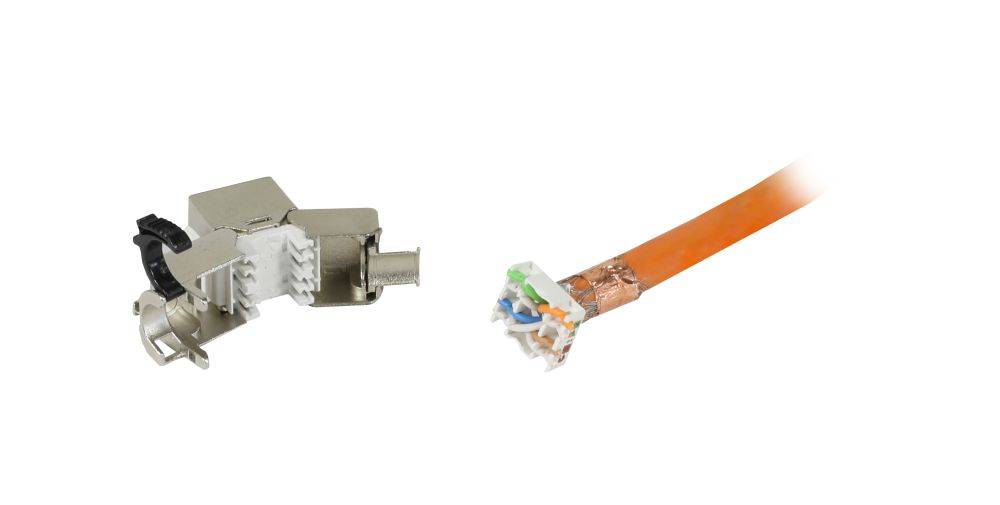 Keystone,Modul, TP-Buchse(RJ45), CAT6A, 500MHz, Slim-line, mit Kabelklemme, Synergy 21,