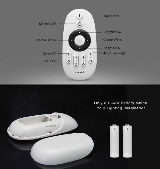 Synergy 21 LED Fernbedienung dual white (CCT) 4 Zonen *Milight/Miboxer*