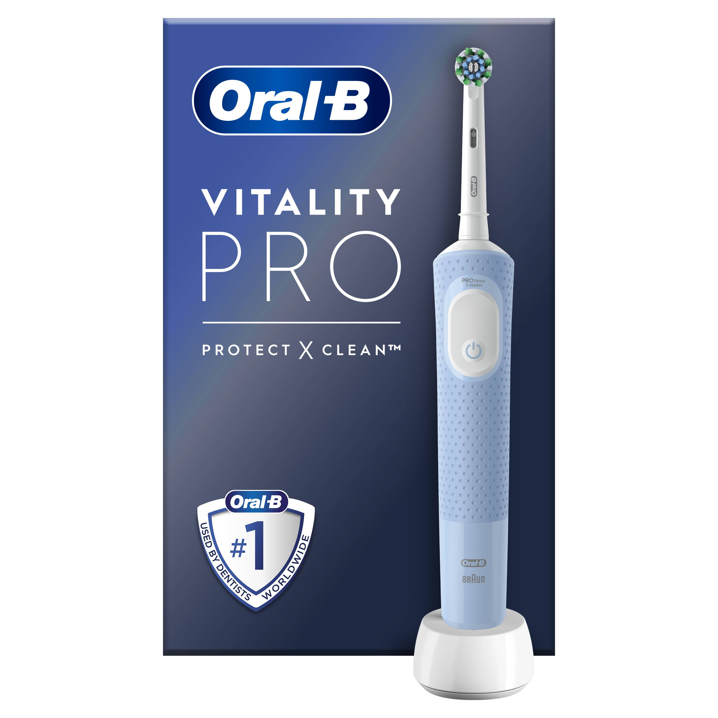 Oral-B Vitality Pro, Erwachsener, Rotierende-vibrierende Zahnbürste, Tägliche Pflege, Sensibel, Grau, Weiß, 2 min, Grau,