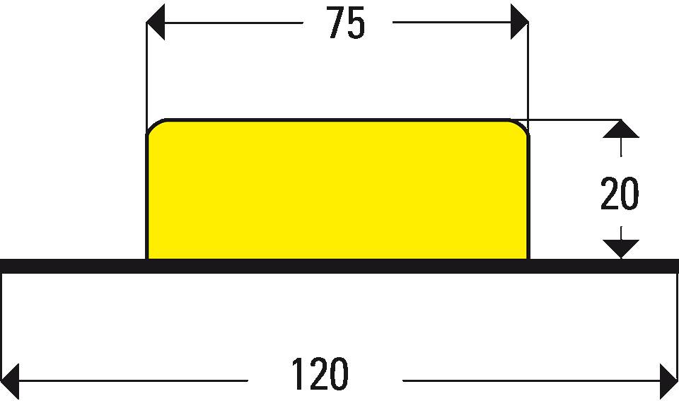 Knuffi Flächenschutzprofil Typ S, m.Edelstahlunterlage, gelb/schwarz, PU-Schaum, 1m