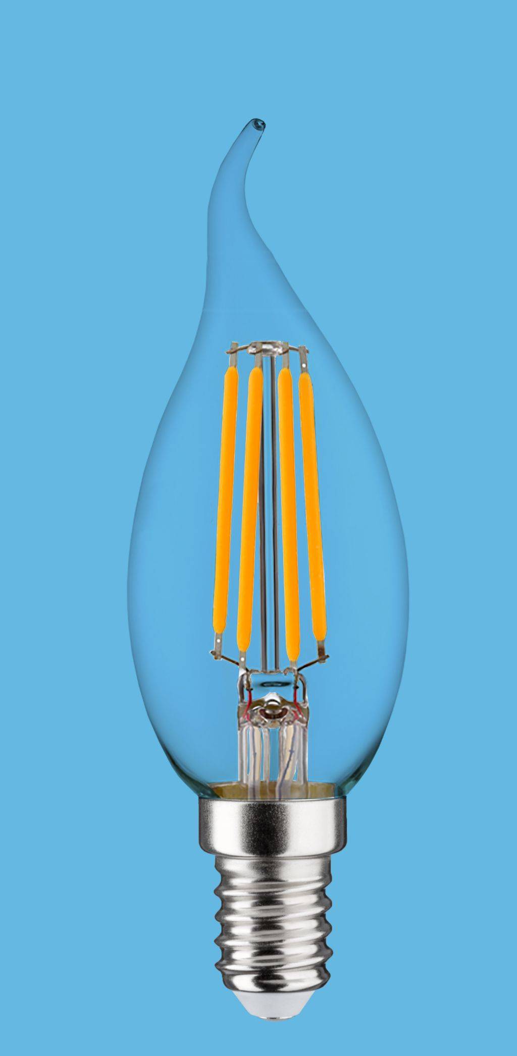 Synergy 21 Retrofit E14 Kerze klar geschweift 4.5W ww dimmbar