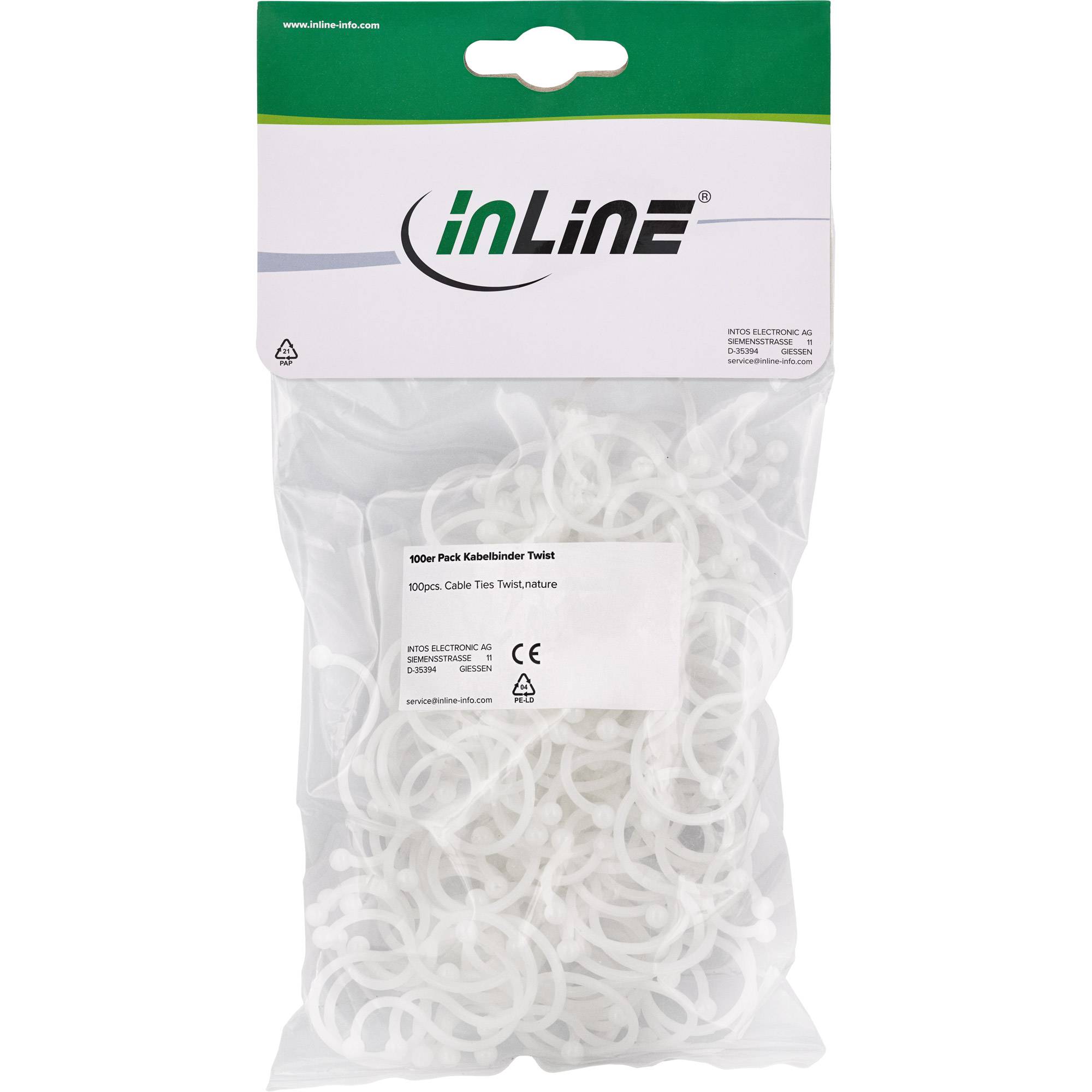 InLine® Kabelbinder Twist 14-17mm, natur, 100 Stück