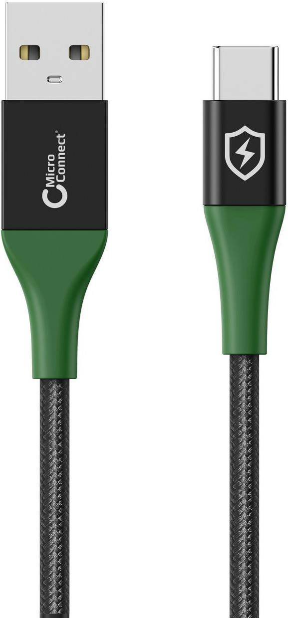MicroConnect Smart Charge USB-A to USB-C Cable 1m Black/Green Smart Charge USB-A to USB-C Cable 1m Black/Green