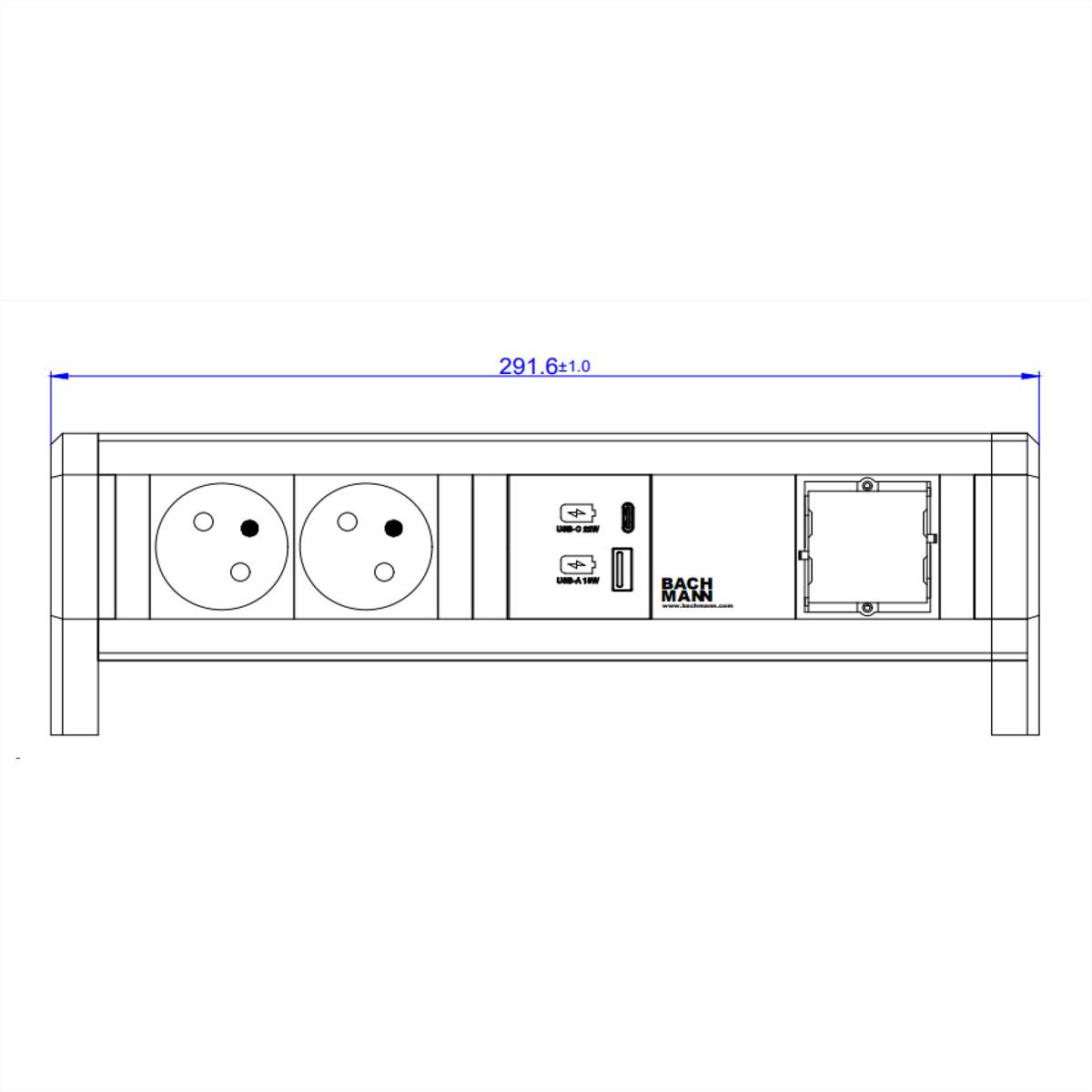 BACHMANN DESK 2xUTE 1xUSB A&amp;C 22W 1xCM GST18