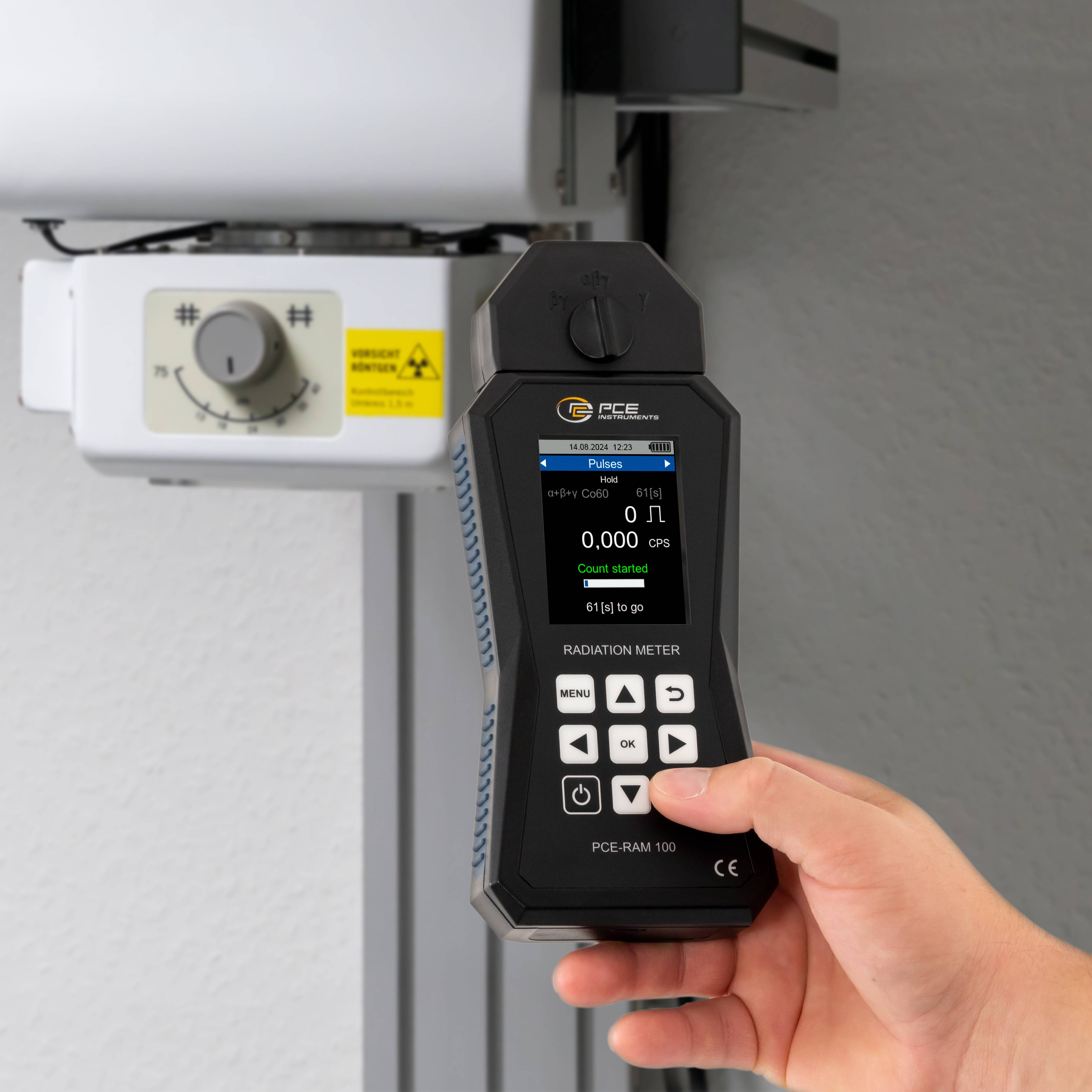 PCE Instruments Geigerzähler PCE-RAM 100 α-, β-, γ-Strahlung |Alarm optisch akustisch |cps|cpm|µ