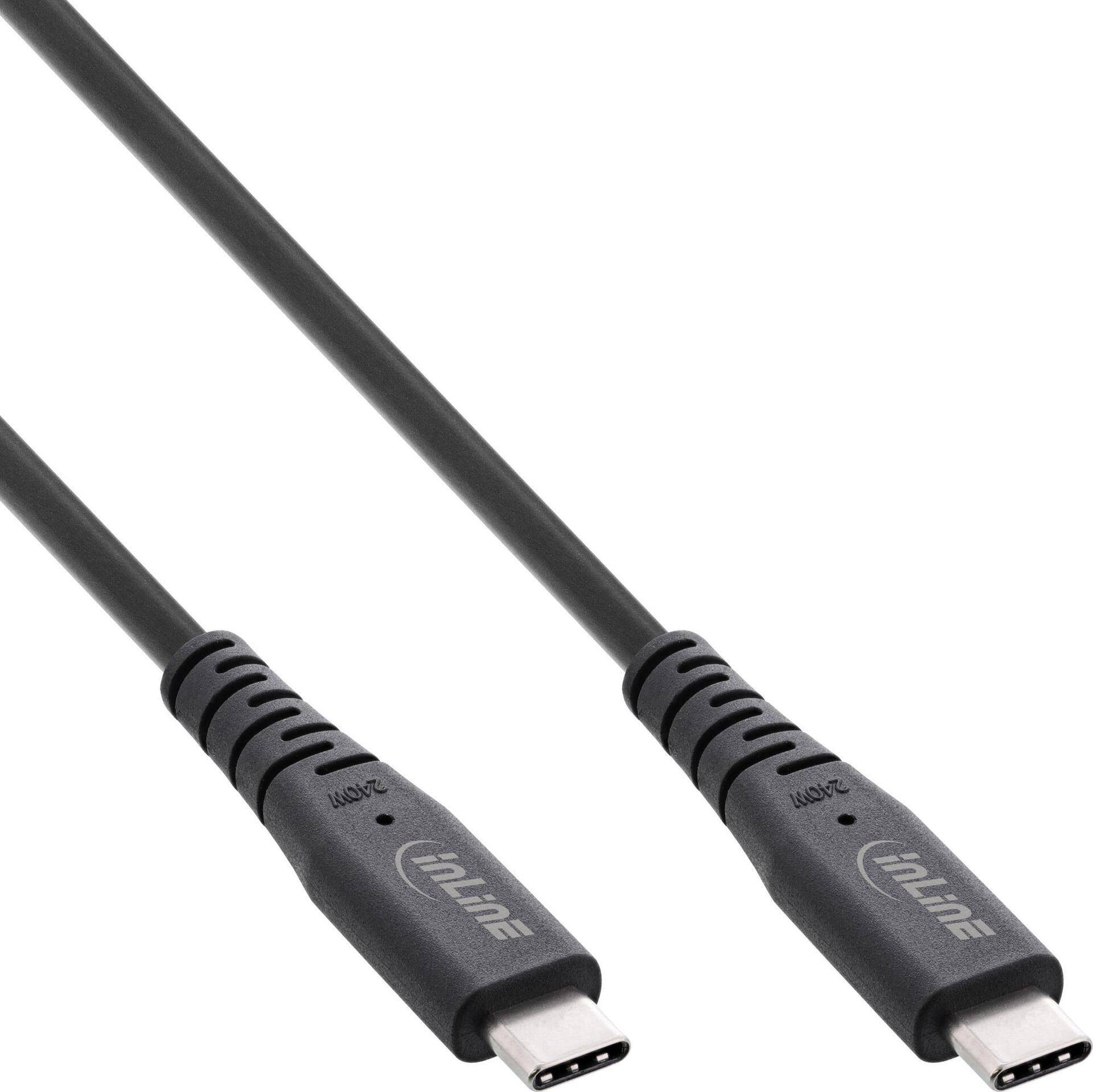 InLine® USB4 Kabel, USB-C ST/ST, PD 240W, 8K60Hz, TPE schwarz, 2m